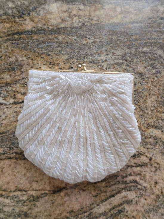 lindsay blake Handbags - Beaded Shell Ivory Evening Clutch